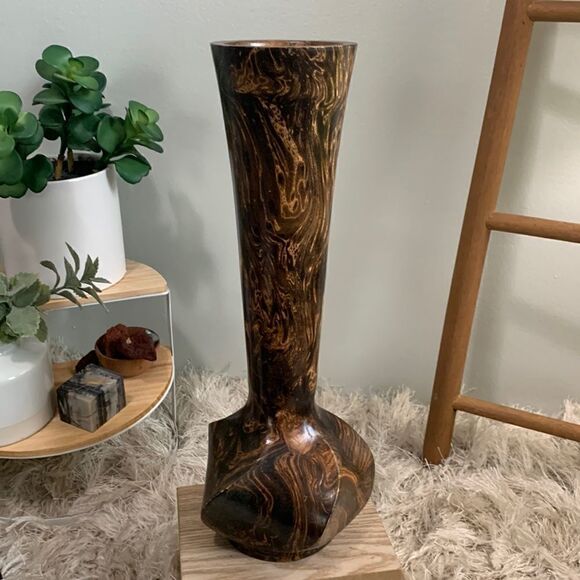 Wooden Vase Made In Thailand - Picture 1 of 17
